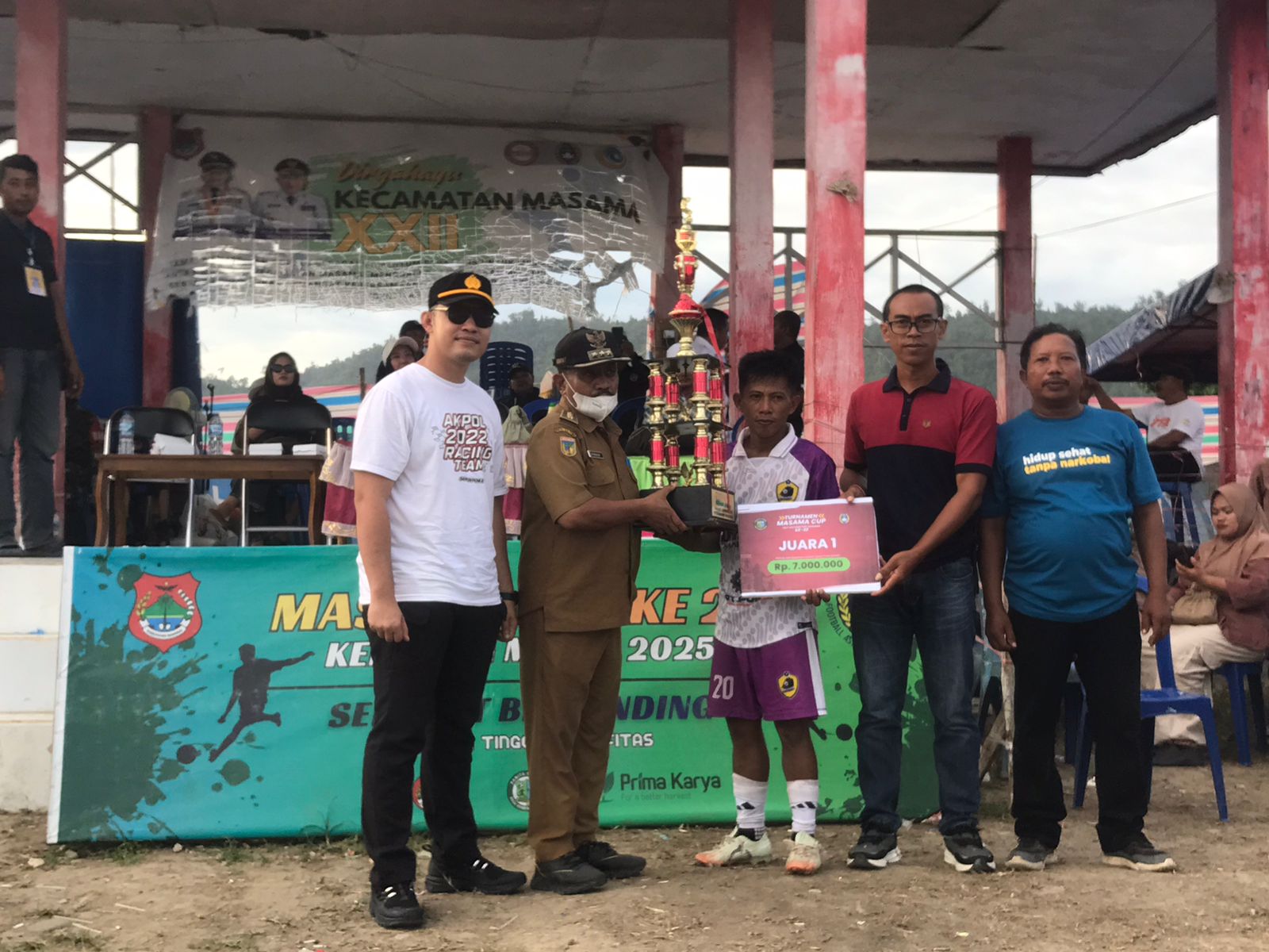 IPDA Muh.Syandy,S.T.rK,MH Kapolsek lamala Hadiri Pertandingan Grand Final Bola Kaki dalam rangka Hut Ke-XXII Kec.Masama 2025.